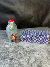Vintage Chinese Inside-Painted Glass Snuff Bottle with Presentation Box picture
