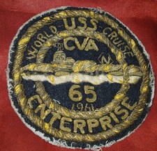 Vtg 1961 USS Enterprise CVA-65 World Cruise Bullion Huge Patch US Navy Maiden  picture
