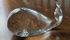 RARE Blenko Glass ? Whale Crystal Paperweight Design 76W MCM Vintage 1970s 1980s picture