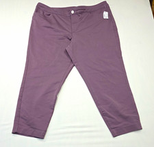 CJ Banks Women's Plus Purple Solid Flat Front Pants Button Closure picture