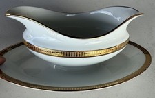 Bernardaud Limoges Madison Gravy Boat, Underplate Gold Trim France Vintage China picture