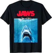Jaws 50th Anniversary Vintage Movie Gift Shark Retro Unisex T-Shirt picture