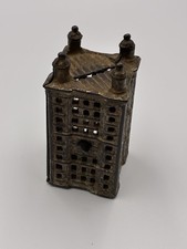Antique A.C. William Cast Iron Skyscraper Still Coin Bank c. 1910’s picture