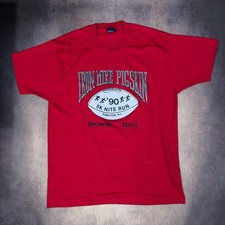 Red vintage 90s Iron Mike Pigskin 5k Run t-shirt picture