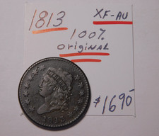 SHOCKING 1813 CLASSIC HEAD LARGE CENT XF - AU VERY RARE IN THIS GRADE     ✨ picture