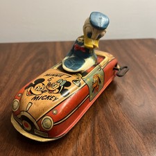Vintage Antique Linemar Disney Donald Duck Wind-Up Car Tin SEE PHOTOS 🔥 PARTS picture