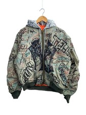 MOWALOLA Graffiti Bomber Flight Jacket M Nylon Khaki picture