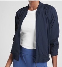 Athleta Women’s Performance Activewear Jacket Full Zip Navy Blue Size LP #421 picture