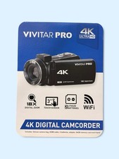 New Vivitar Pro 4K Ultra HD WiFi Digital Camcorder 18X Zoom 3” Touchscreen Kit picture