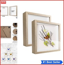 Shadow Box 5x5 Inch Set of 2 MDF Wood Wall Mountable Tabletop Display Case Grey picture