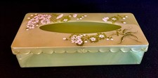 Vintage Hand Painted Hinged MITCHELL GOULD Kleenex Box Scalloped Lid. Hangable. picture