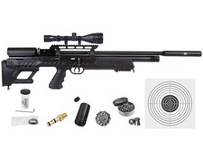Hatsan BullBoss QE .22 Cal PCP Air Rifle w/ Scope & Targets and Pellets Bundle picture