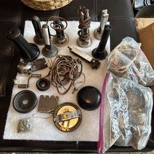 ANTIQUE PHONE PARTS LOT Early 1900’s Telephone Receivers Cords Candlestick Bells picture