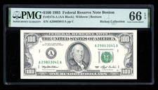 DBR 1993 $100 FRN Boston Gem Fr. 2174-A PMG 66 EPQ Serial A29803041A picture
