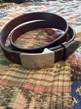 Vintage USA  Made Leather Belt Size 36 Jamie Silver Buckle Mens Unisex picture