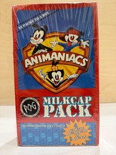Vintage 1995 POG Animaniacs Milkcap Booster Box Sealed 24 Packs NOS picture