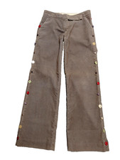 ANTHROPOLOGIE Elevenses Pants Size 0 Tan Corduroy Button Detail Wide Leg picture