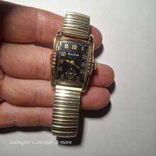 Vintage 1952 Bulova Tank Men’s Watch Black Dial L2 Fancy Lugs Art Deco Runs picture