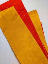 Vintage Japanese Hanhaba Obi Reversible Asanoha Kimono Yukata Sash Yellow 6x136 picture