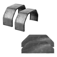 Set of 2 9x32 Steel Tread Plate Double Broke Trailer Fender Kit picture