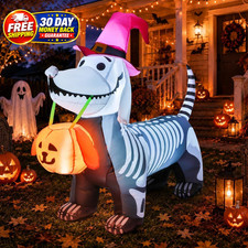 5.5 FT Halloween Inflatables Outdoor Decorations Skeleton Puppy Inflatable Yard picture