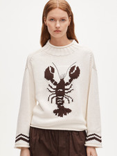 NWT J.Crew Size M 2025 Rollneck Sweater Lobster Intarsia Ivory Walnut Pullover picture