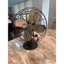 Vintage Working Eskimo 1940 Desk Fan Model 1005R Black Cast Iron Base 4 Blade 8
