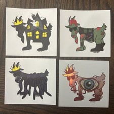 Goat USA Lot Of 4: Evil Eye, Haunted house, punk zombie, spider, with HOLO RARE picture
