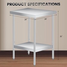 GRAVEE Stainless Steel Work Table 14/18/24/30in Commercial Kitchen Prep Table picture