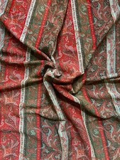 Antique Heavy Victorian Woven Wool Paisley Piano Shawl Fabric - 66