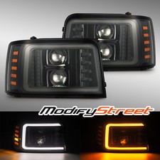 Fit 1992-1996 Ford F-Series/Bronco PRO-Series Projector Alpha-Black Headlights picture