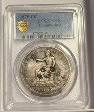 1875 CC Carson City PCGS XF40- Silver Trade Dollar W/ Chopmarks picture