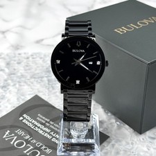 Bulova Modern Futuro Men's Quartz Calendar Black Stainless Steel Watch 98D144 picture