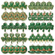 40PCS St. Patrick's Day Shamrock Charms for Jewelry Making Assorted Enamel Ir... picture