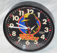 Vintage 1990 DICK TRACY Wall Clock Sunbeam Quartz Tested Working picture