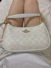 US C.OACH White CA548 Teri Shoulder Bag In Leather Coated Canvas Glacier- picture