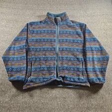 Vintage L.L. Bean Jacket Mens Large Blue Fleece Full Zip Bomber Southwest 90s picture