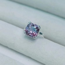 8 Ct Natural Alexandrite Cushion Cut Solitaire Ring 925 Sterling Silver picture