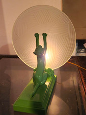 Vintage Art Deco Frankart Revival Cat Lamp With Yarn Shade. Original Patina. picture