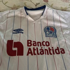 CD Olimpia Men's 2024/25 Pinstripe Home Jersey White/Red/Blue Size M Soccer picture