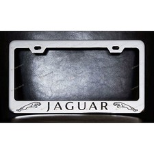 Jaguar Custom Made Chrome Metal License Plate Frame +Screw Caps picture