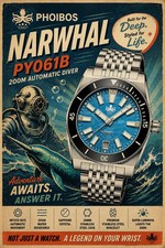 PHOIBOS Narwhal PY061D – Vintage Blue – 200M Automatic Diver picture
