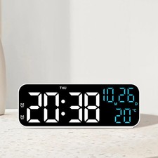 Large Digital Alarm Clock LED Temperature Voice Control Dual Alarm Snooze 12/24H picture