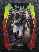 2021 Panini Select - Premier Level Ja'Marr Chase #147 Red & Yellow Prizm Die-Cut picture