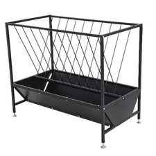 50 Gallon Livestock Hay Feeder with 30 Gallon Grain Pan, Steel Cattle Trough picture