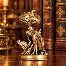 Brass Pumpkin Monster Death Ghost Ornament Halloween GIFT Spooky DECOR Scary picture