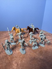 VINTAGE MARX FORT APACHE PLAYSET Cavalry PIONEERS Set W Horses Powered Blue picture