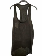 Lululemon Tank Top Olive Green Sheer Striped Racerback Size 6 picture