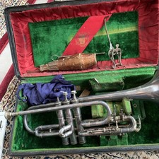Antique 1916 Frank Holton Chicago Cornet Vintage Trumpet Horn Original Case Kit picture