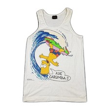 Vintage 1989 The Simpsons Bart Simpson Aye Carumba Surf Tank Top Mens Large picture